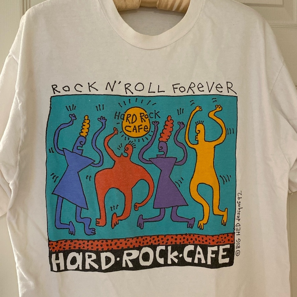 Hard Rock Cafe Honolulu BIG HED Designs 92 Vintage 90s T-shirt. Size L. White